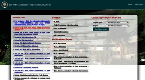 admission hau|CCSHAU :: ONLINE PRE.